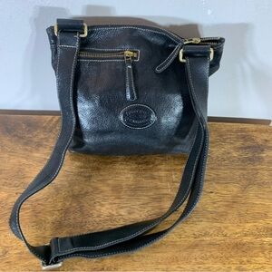 Roots Black Leather Crossbody Bag